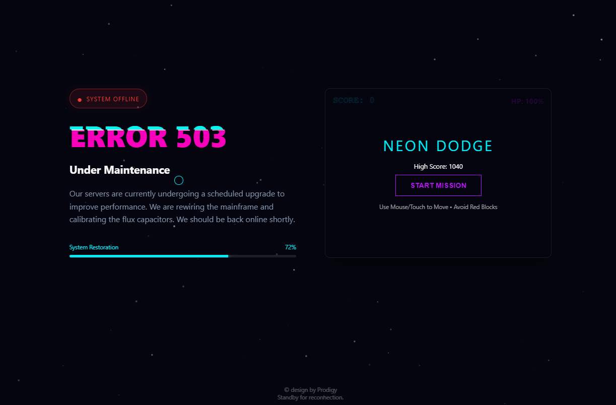 Gamified 503 Maintenance Page